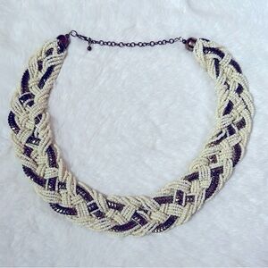Elegant Charming Charley Cream and Brown Braided Necklace